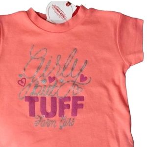 Farm Girl “Girly but Tuff” Coral Short Sleeve Crewneck Tee Size 24 Months